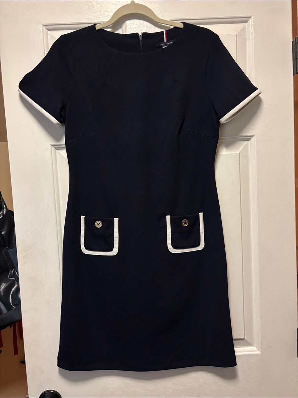 Tommy Hilfiger Navy Mini Dress with White Trim